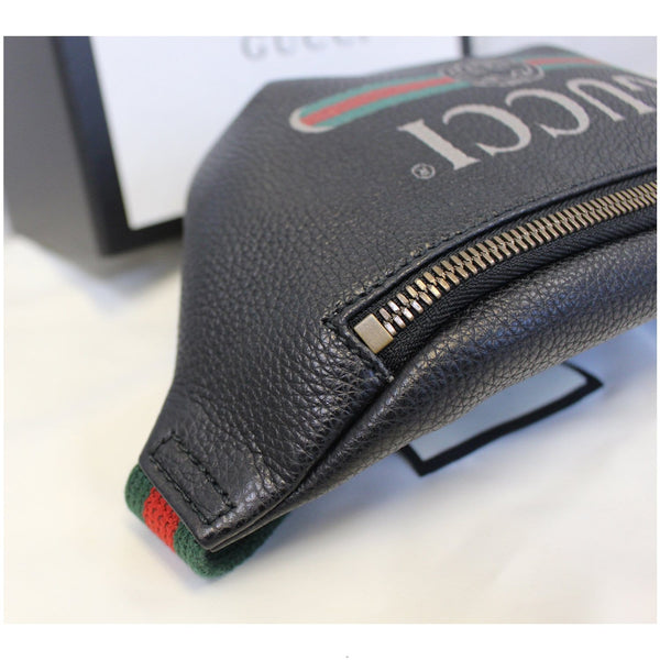 GUCCI Print Leather Black Belt Waist Bum Bag 527792-US