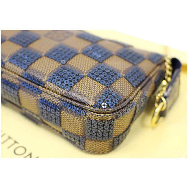 LOUIS VUITTON Mini Pochette Damier Paillettes Accessories Pouch Blue-US