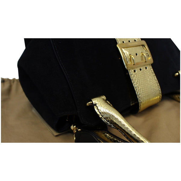 Burberry Tote Bag Leather Suede Snakeskin - Half View