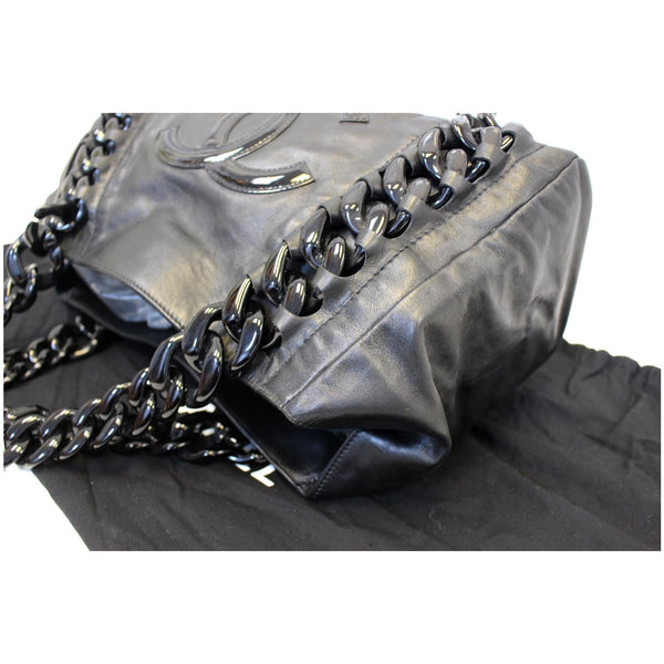 CHANEL Calfskin Rhodoid Modern Chain East West Tote Black-US