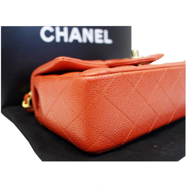 CHANEL Pearl Red Caviar Leather Mini Rectangular Flap Bag-US