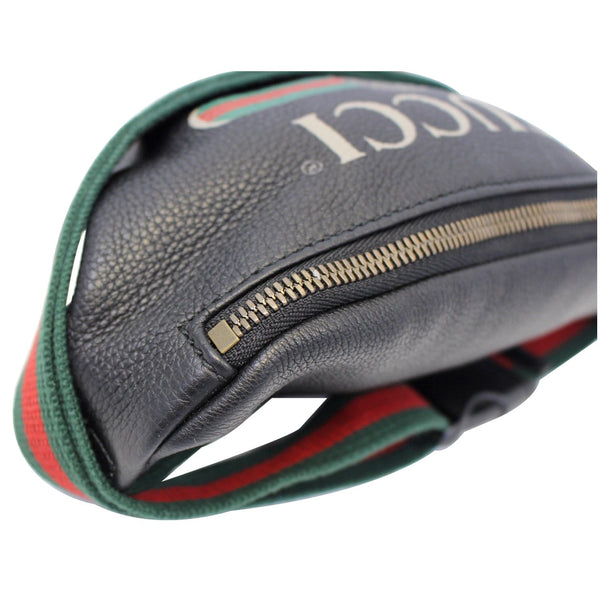 GUCCI Print Leather Black Belt Waist Bum Bag Small 527792