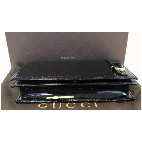 GUCCI Micro GG Patent Leather Clutch Crossbody Bag 354086