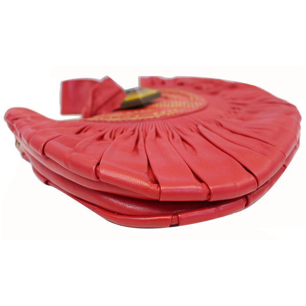 CHRISTIAN DIOR Plisse Pleated Leather Hobo Bag Red-US