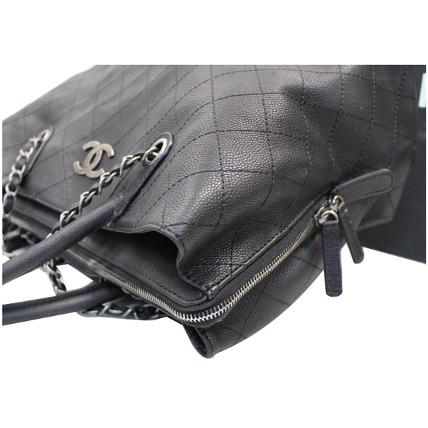 CHANEL Large Shopping Grained Vegetal Calfskin Tote Bag Black