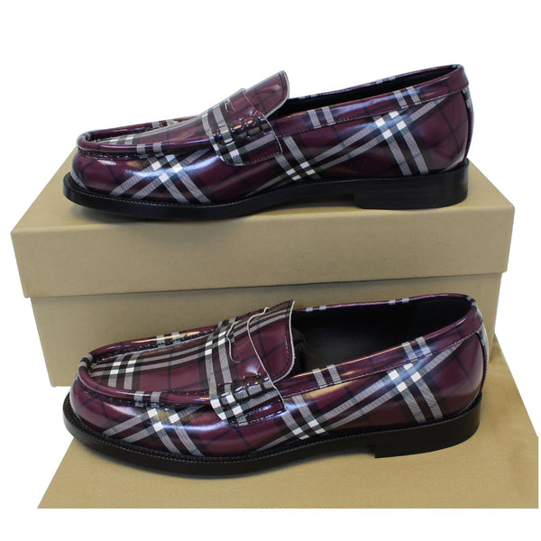 Burberry Check Leather Loafers - Authentic