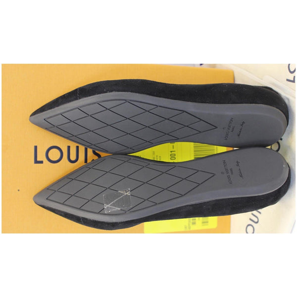 Louis Vuitton Ballerina Flats Black Pinky Swear Suede - bottom view
