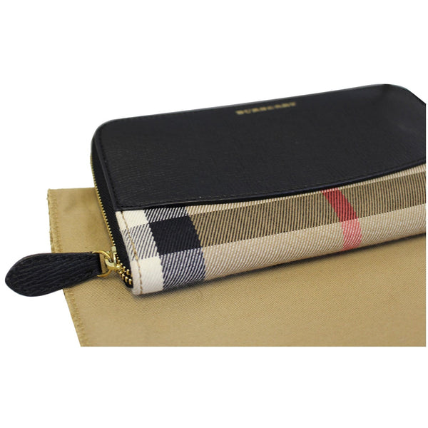 BURBERRY Haymarket Leather Canvas Continental Wallet Balck