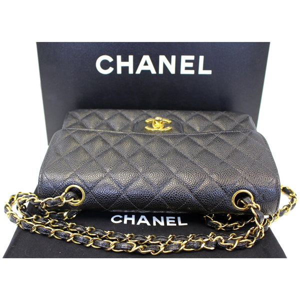 CHANEL Double Flap Small Caviar Leather Shoulder Bag Black-US