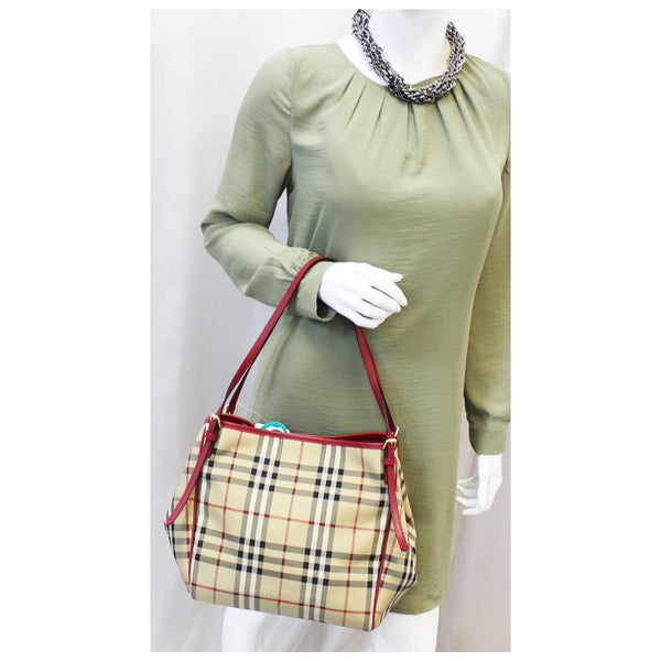 BURBERRY Haymarket Check PVC Tote Shoulder Bag-US