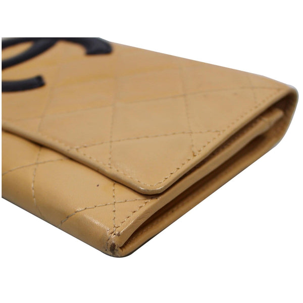 Chanel Cambon Flap Calfskin Quilted Wallet Beige corner view
