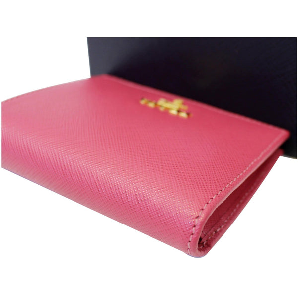 Prada Saffiano Wallet | Bifold Card Wallet Red - Closed View