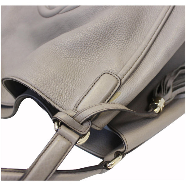 GUCCI Soho Leather Large Tote Shoulder Bag Taupe