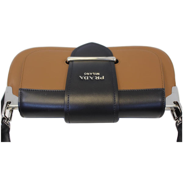 PRADA Sidonie Calf Leather Shoulder Bag Brown/Black 1BD168