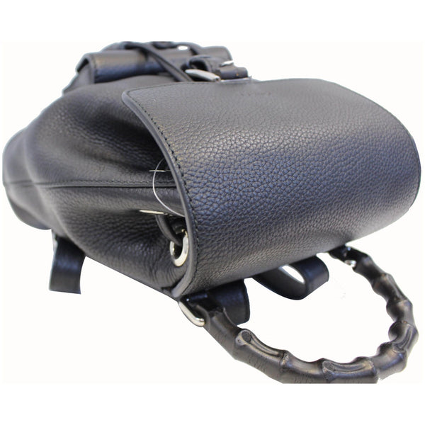 Gucci Bamboo Pebbled Leather Backpack Bag Black - leather stuff