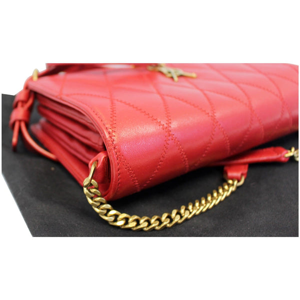YVES SAINT LAURENT Angie Chain Diamond Quilted Lambskin Shoulder Bag Red