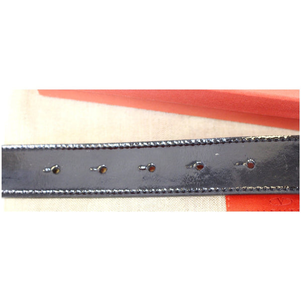 Valentino Logo Black Leather Belt Size 36-US