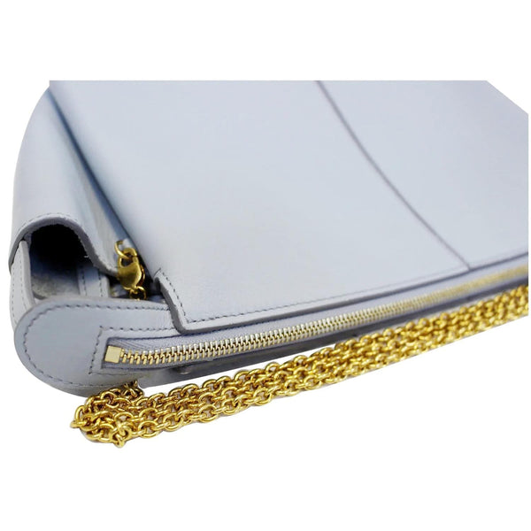 CELINE Trifold Smooth Leather Chain Crossbody Clutch Bag Blue