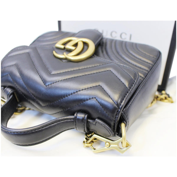 GUCCI GG Marmont Mini Leather Top Handle Bag Black 547260