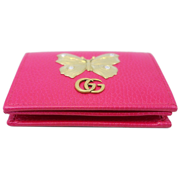 GUCCI Butterfly Leather Card Case Wallet Pink 499361-US