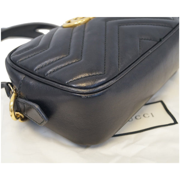 GUCCI GG Marmont Matelasse Mini Leather Crossbody Bag Black 448065
