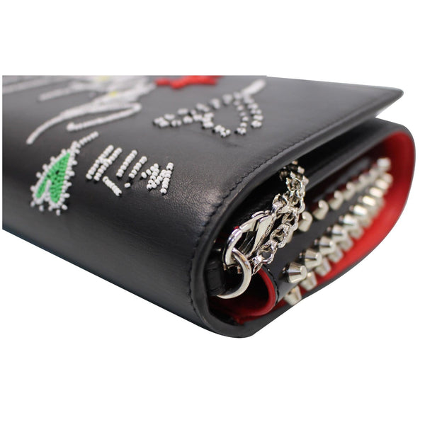 CHRISTIAN LOUBOUTIN Paloma Loubitag Leather Chain Clutch Bag Black