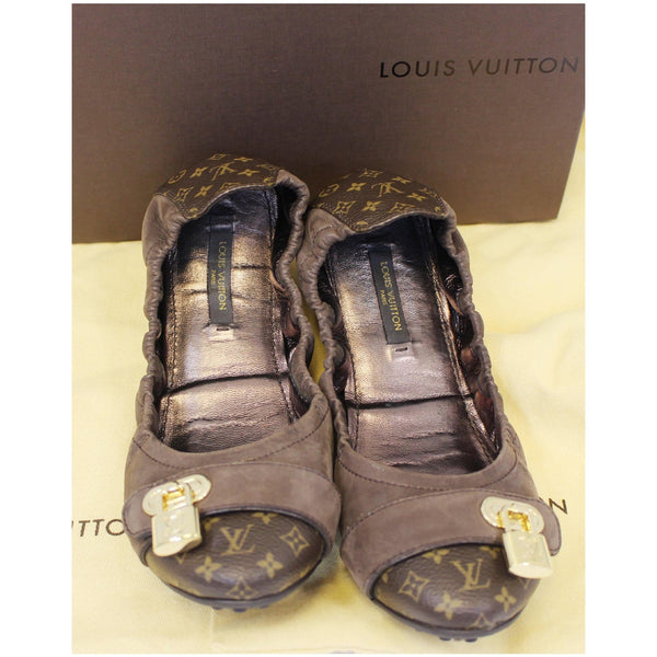LOUIS VUITTON Lucky Ballerina Monogram Iridescent Leather Flats Brown-US