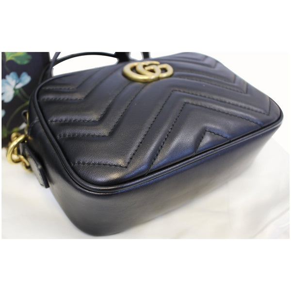 GUCCI GG Marmont Matelasse Mini Leather Crossbody Bag Black 448065