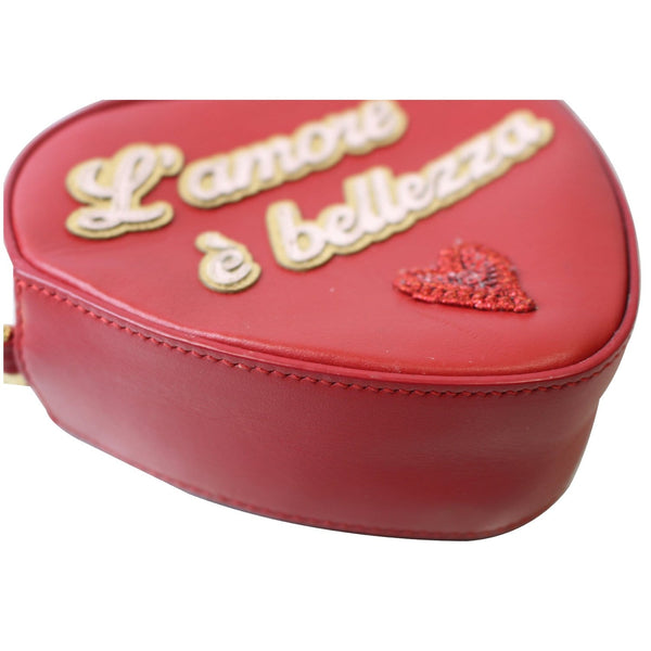 DOLCE & GABBANA L'amore Heart Leather Shoulder Bag Red