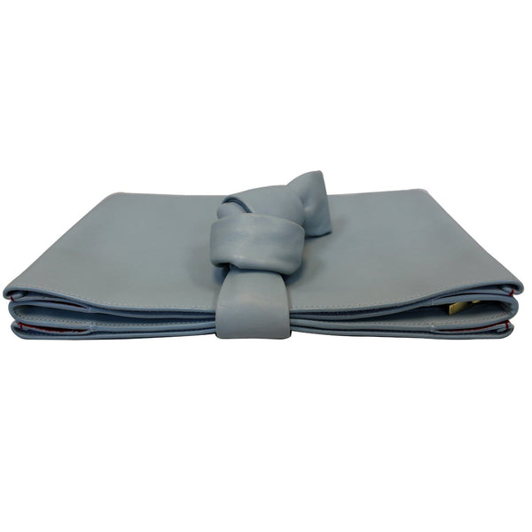 CELINE Knotted Leather Clutch Powder Blue-US