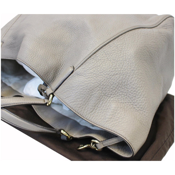 GUCCI Soho Pebbled Leather Large Tote Shoulder Bag Taupe-US