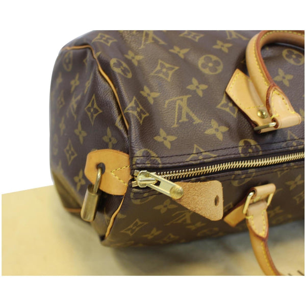 LOUIS VUITTON Speedy 35 Monogram Canvas Satchel Bag Brown