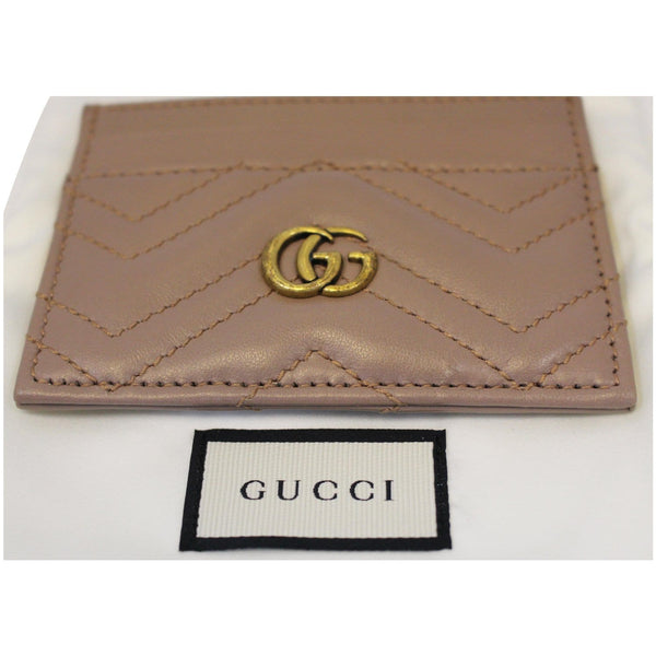 GUCCI GG Marmont Leather Card Case Taupe 443127-US
