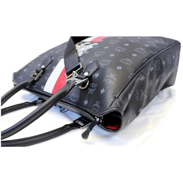 MCM Visetos Satchel Princess Lion Crossbody Bag - left side view