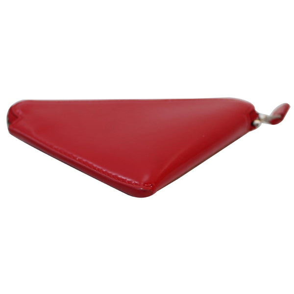 BALENCIAGA Triangle Patent Leather Coin Purse Red