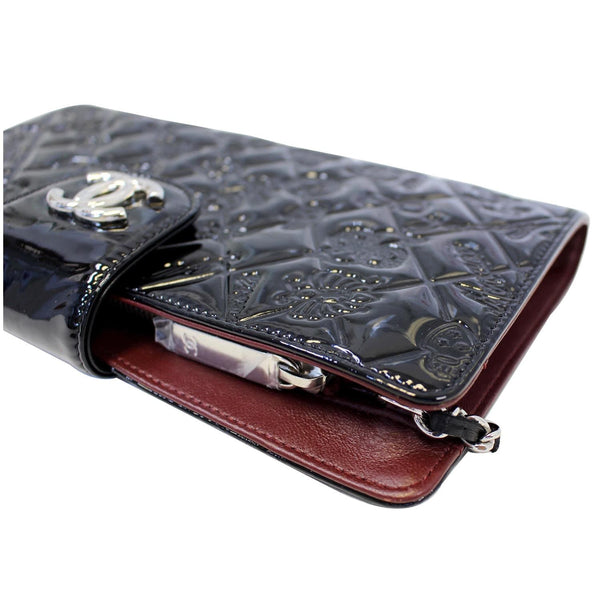 CHANEL Lucky Symbols Pochette Patent Leather Wallet on a Chain Black