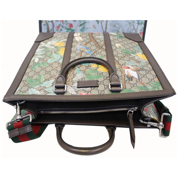 GUCCI GG Supreme Monogram Tian Print Tote Shoulder Bag Maple Brown 406387