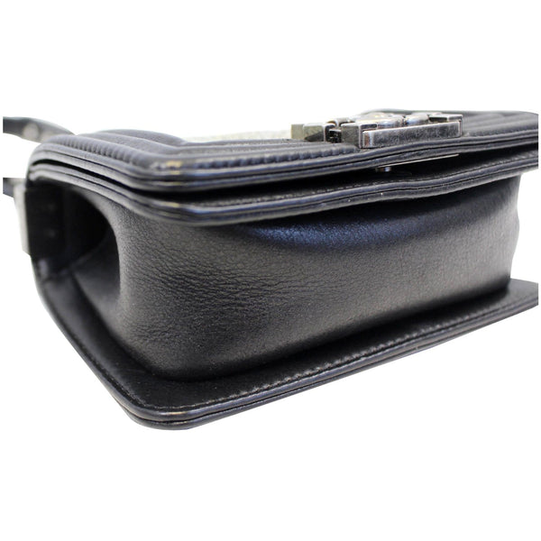 CHANEL Mini Boy Galuchat Stingray Flap Bag Black Silver-US