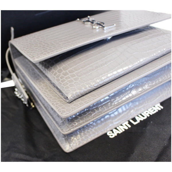 SAINT LAURENT Sunset Medium Crocodile Embossed Leather Crossbody Bag-US