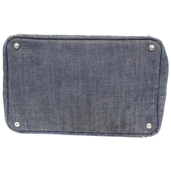 Prada Canapa Jeweled 2way Tote Bag in Denim-bottom mid View