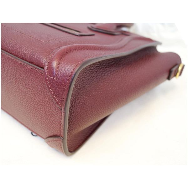 CELINE Nano Luggage Calfskin Leather Shoulder Bag Light Burgundy