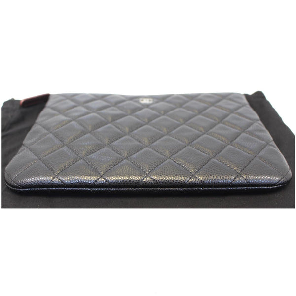 CHANEL Caviar Leather Large O-Case Zip Pouch Black