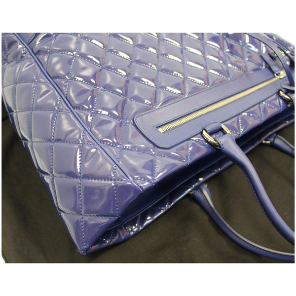 CHANEL Timeless XL Quilted Carry-on Patent Leather Tote Royal Blue
