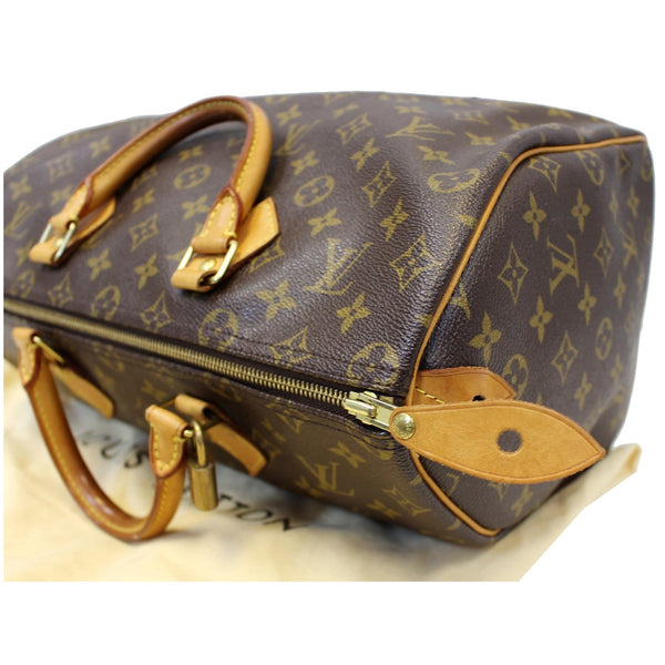 LOUIS VUITTON Speedy 35 Monogram Canvas Satchel Bag Brown