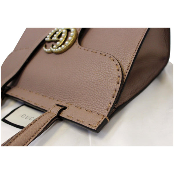 GUCCI GG Marmont Leather Top Handle Shoulder Bag Taupe 442622