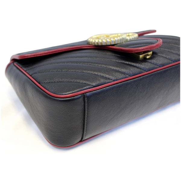 GUCCI GG Marmont Matelasse Leather Shoulder Bag Black/Red 443496