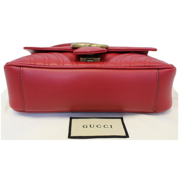 GUCCI GG Marmont Mini Leather Shoulder Crossbody Bag Red 446744