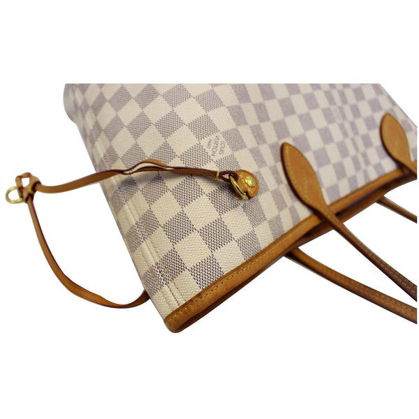 LOUIS VUITTON Neverfull MM Damier Azur Tote Shoulder Bag White