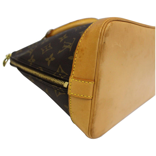 Louis Vuitton Alma Monogram Canvas Satchel Bag Brown- corner