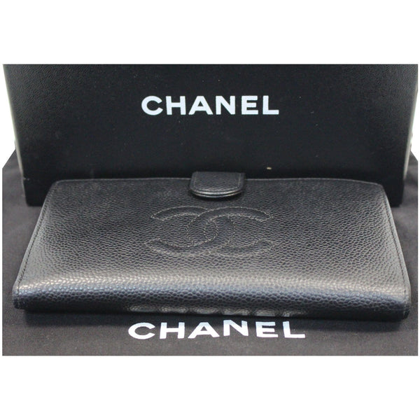 CHANEL Long Bi-Fold Caviar Leather Wallet Black